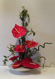 Cream red orange red orchid pink red red gold white. Ikebana Oriental Silk Flower Arrangement Red Antherum Hibiscus With Bamboo Branches Flower Vase Arrangements Flower Arrangements Silk Flower Arrangements