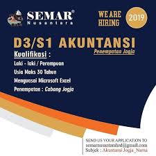 Kegiatan yg menunjang pekerjaan bisnis & usaha pelatihan & upskill budayakan menyimak & membaca wa biolinky.co/wahyusocial. Lowongan Kerja Semar Nusantara Mei 2019 Akuntansi Yogyakarta Loker Swasta