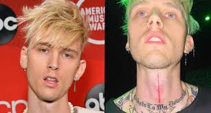 10 when he posted a social media photo of himself with a stunning head tattoo in place of his hair. Machine Gun Kelly Just Got A Bloody Slit Tattooed Down His Throat Popbuzz