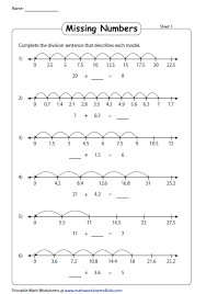 Decimal Number Line Fill In The Missing Numbers Number Line Decimal Division Decimals