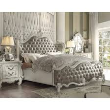 Acme Furniture Versailles King Bed In Vintage Gray Pu Bone White 21147ek Bedroom Sets Queen Bedroom Furniture Sets Bedroom Set