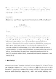 Pdf Chapter 15 Impersonal And Pseudo Impersonal Constructions