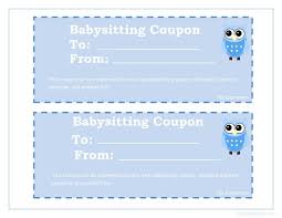 The babysitter gift card is the perfect gift for every parent! Printable Babysitting Coupons Free Baby Sitting Voucher Babysitting Coupon Printable Vouchers Gift Certificate Template