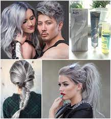 Berina A21 Light Grey Silver Smokey Color Permanent Hair Dye Cream Punk Style Silver Hair Dye Best Grey Hair Dye Grey Hair Dye