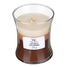 Beeswax candles are a bit different as they contain bee pollen and propolis (substances that give the honey scent and the yellow color to a candle). Woodwick Cafe Sweets Medium Trilogy Candle Temptation Gifts