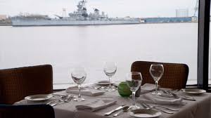 View Of Battleship New Jersey Moored Across The Delaware In