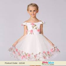 Off Shoulder Birthday Party Dresses For Adults White Floral Off Shoulder Dress For Baby Girl Buy Party Frock Online Girls Frock Design Party Frocks Party Wear Frocks