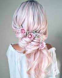 Pink Wedding Hairstyles Wedding Hairstyles For Long Hair Aesthetic Hair Hair Designs