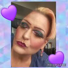 Playing with makeup while boys swim