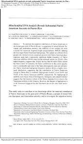 / in this two part lecture. Pdf Mitochondrial Dna Analysis Reveals Substantial Native American Ancestry In Puerto Rico