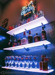 Floating color changing home bar shelves remote 16/24/36/48 inch 3 tier acrylic led lighted liquor shelf bottle display. Lighted Display Shelving For Bars Nightclubs Restaurants And More