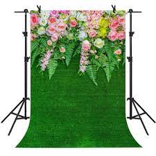 Party grass backdrop with flowers. Hellodecor Polyester Fabric 5x7ft Flower Grass Backdrop Green Theme Beautiful Background Wedding Party Photo Video Studio Photography Walmart Com Walmart Com
