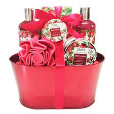 4.5 out of 5 stars. Spa Gift Basket Bath And Body Set For Women Girls Pomegranate Fragrance Bath Gift Basket Includes Shower Gel Bubble Bath Body Lotion Bath Salt And Bath Puff Buy Online In Andorra
