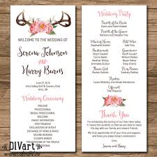 Rustic Wedding Program Wedding Ceremony Order Of Events Double Sided Printable Order Of Wedding Ceremony Rustic Wedding Programs Elegant Wedding Programs