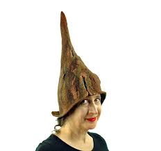 Brown Gnome Hat Felted Wizard Hat Tall Pointy Halloween Etsy