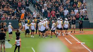 The vegas golden knights are a very new team and have proven to become one of the most exciting teams in the league within a very short amount of time. Tale Of Two Franchises Golden Knights Raiders Play Softball To Raise Money At Sold Out Ballpark In Las Vegas Saturday Lvsportsbiz
