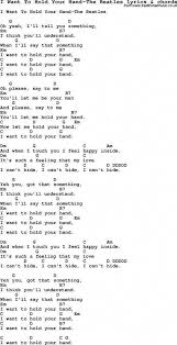 Love Song Lyrics For I Want To Hold Your Hand The Beatles With Chords For Ukulele Guitar Banjo Etc G Lyrics And Chords Guitar Chords For Songs Guitar Songs