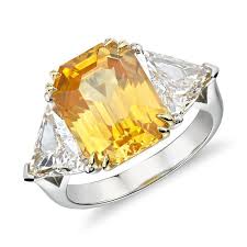 Yellow Sapphire And Diamond Three Stone Ring In Platinum 8 Ct Center Blue Nile Yellow Sapphire 3 Stone Diamond Ring Oval Sapphire Ring
