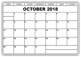 Good Calendar Template October Images Gallery October 2018 October 2018 Calendar Printable Template Er Calendar Template Calendar Printables Template Printable