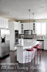 Once you've confirmed appropriate cleaning methods, safe detergents, and suitable sealant agents, be sure to clean stainless steel cabinets and appliances thoroughly with a damp cloth, removing any debris, dirt, excess grease, dust, pollen, etc. Easy Back To School Kitchen Cleaning Routine Kara S Party Ideas Home Kitchens Clean Kitchen Kitchen