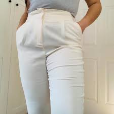 H&M Cream High Rise Pants🧊 Waist: 32” Hips:... | Depop