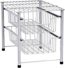 Farmers used this style of round wire basket when harvesting potatoes or apples. Amazon Com Amazon Basics 2 Tier Sliding Drawers Basket Storage Organizer Silver