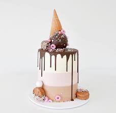 Birthday Chocolate Ice Cream Cake Recipe Ice Cream Cone Drip Cake Design Neapolitan Ice Cream Birthday Cake Cake Designs Birthday Melting Ice Cream Cake