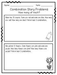 On each word problem sheet, students represent the problem by drawing a picture, solving it on a number line, making a ten (or twenty) frame, writing a number sentence for the problem, and writing the answer find this pin and more on mathby first grade. Combination Story Problems How Many Of Each Math Word Problems Math Story Problems Word Problems Kindergarten