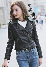 Pin On Black Leather Jacket Girls
