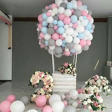 Up, up & away hot air balloon baby shower birthday party decoration centerpiece. Amazing Baby Shower Decorations On A Budget Hot Air Balloons Birthday Party Balloon Party Balloons Hot Air Balloon Baby Shower
