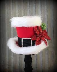 Santa Mini Top Hat Christmas Mini Top Hat Mad Hatter Hat Etsy Santa Mini Christmas Hat Christmas Hat Ideas