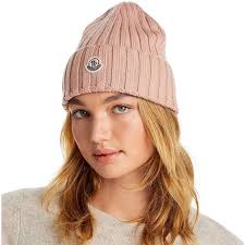 MONCLER • wool knit beige Beanie dust pink brand new without tags
