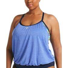 Nike Nike Swim Women S Plus Size Texture Stripe Layered Tankini Top Sapphire 1x Blue Walmart Com Walmart Com