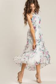Aurora Off White Floral Halter Dress Morning Lavender Classy Dress Floral Cocktail Dress Floral Halter Dress