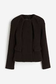 Áo khoác len pha cổ xếp ly - Màu nâu sẫm - Ladies | H&M VN