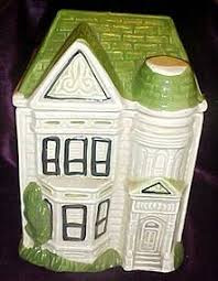 Green And Tan Ceramic Victorian House Cookie Jar Cookie Jars Vintage Cookie Jars Collectible Cookie Jars
