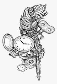 The majority of us don't wear watches anymore let alone pocket watches. Sticker Freetoedit Tattoo Feather Clock Key Png Drawing Pocket Watch Tattoo Designs Png Image Transparent Png Free Download On Seekpng