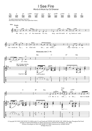 Ed Sheeran I See Fire From The Hobbit Sheet Music Notes In 2021 I See Fire Sheet Music Notes Guitar Tabs Songs