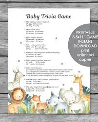 Save money with diy network's editable and customizable baby shower invites. Printable Baby Shower Trivia Game Jungle Safari Animal Watercolor Theme Print It Baby
