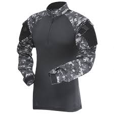 Tru Spec Tru 1 4 Zip Combat Shirt Long Sleeve Mens Size Large Length Regular Polyester Cotton Ripstop Urban Digital Black