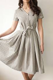 Summer Cotton Dress Check Grey Dress Bridesmaid Dress Retro Etsy In 2020 Cotton Dress Summer Classy Dress New Look Dresses