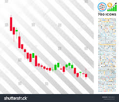 Candlestick Chart Falling Slowdown Pictograph 7 Stock Vector
