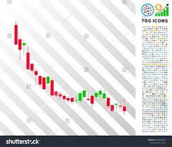 candlestick chart falling slowdown pictograph 7 stock vector