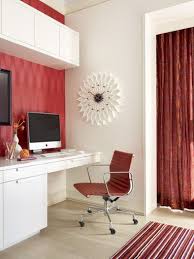 Black And White Office Design Ideas Modern Style Lines Shelf Red White And Black Home Office Feminine Home Offices Contemporary Home Office Home Office Design