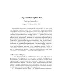 Pdf Allegorie Et Interpretation