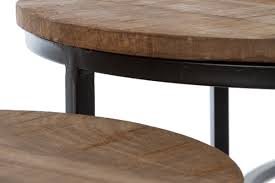 Get great deals & offers on coffee table sets at best price. Casa Padrino Luxury Coffee Table Set Of 3 Natural Black O 78 X H 48 Cm Round Coffee Tables With Semicircular Metal Base Frame