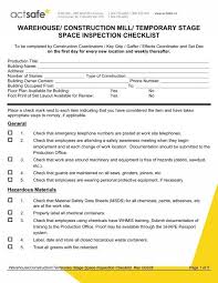 View, download and print monthly warehouse inspection checklist pdf template or form online. Temporary Stage Space Inspection Checklist Actsafe