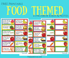 A collection of funny food jokes for kids. Food Themed Printable Lunchbox Jokes And Notes For Kids The Quiet Grove