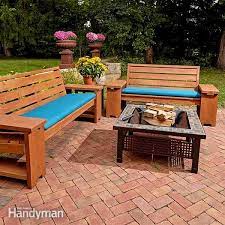 Diy wood benches with back. Perfect Patio Combo Wooden Bench Plans With Built In End Table Diy