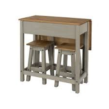 These doris adjustable stools look great with the chunky high bar table. Breakfast Bar Table Set With 2 Stools In Grey And Pine Drop Leaf Table Dining Ebay